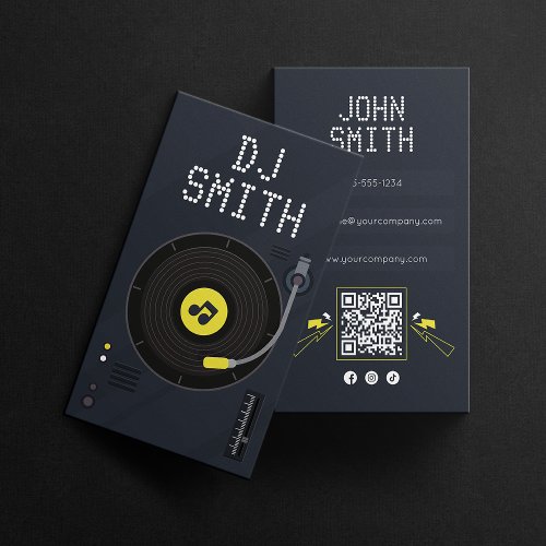 Modern DJs Singer DJ Vinyl Deejay Music QR Code Business Card