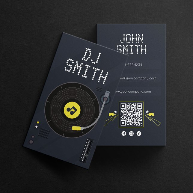 Modern DJs Singer DJ Vinyl Deejay Music QR Code Business Card (Creator Uploaded)