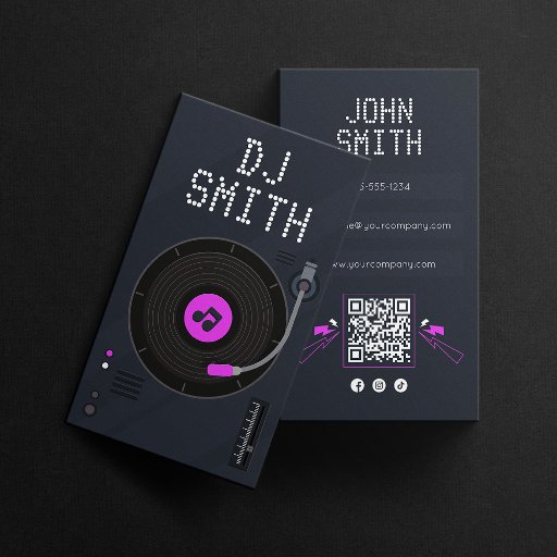 Customizable Modern DJs Singer DJ Vinyl Deejay Music QR Code Business Card