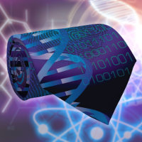 Modern DNA Fingerprint Science Blue Neck Tie