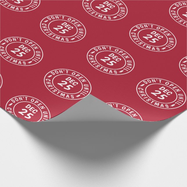 Modern Do NOT Open Until Christmas Stamp Wrapping Paper (Corner)