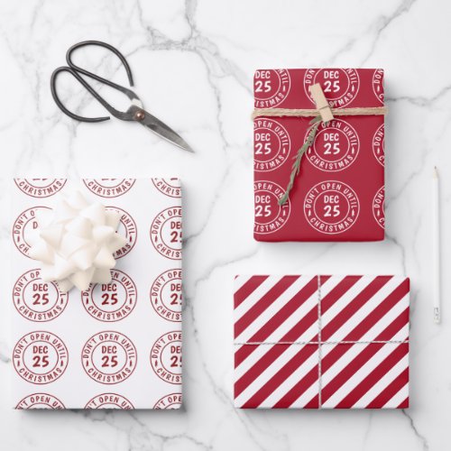 Modern Do NOT Open Until Christmas Stamp Wrapping Paper Sheets