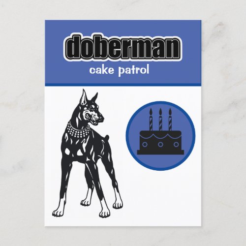 Modern  Doberman Blue Birthday Postcard