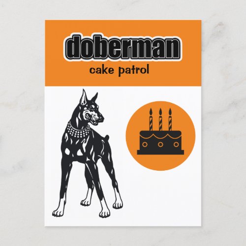Modern  Doberman Orange Birthday Postcard