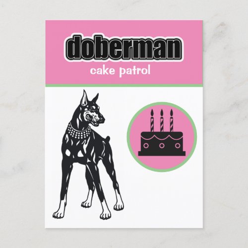 Modern  Doberman Pink Birthday Postcard