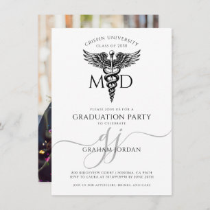 Modern Doctor Photo Graduation Party Invitation