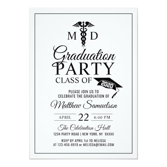 Modern Doctor's Medical School MD GRADUATION Party Invitation Modern Doctor's Medical School MD GRADUATION Party Invitation