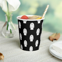 Modern Doctors White Coat Black Party Paper cup