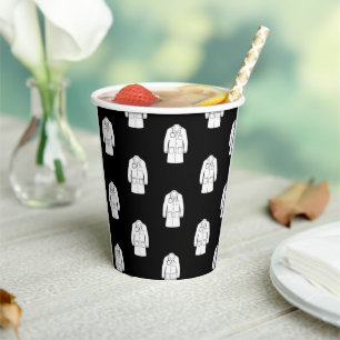 Modern Doctors White Coat Black Party Paper cup