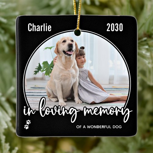 Modern Dog 2 Photo In Loving Memory Pet Memorial Ceramic Ornament