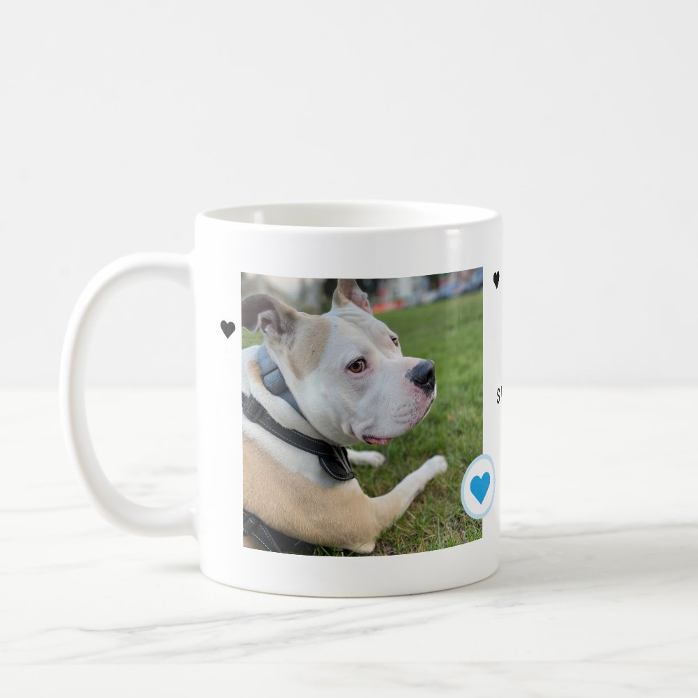 Modern Dog Custom Photos Hearts Name Coffee Mug