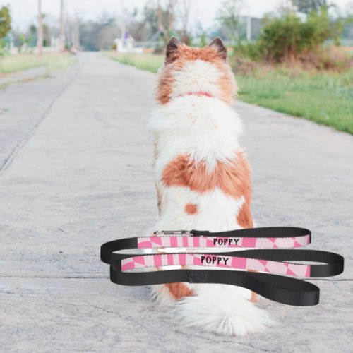 Modern Dog  Cat Leash  Checkers  Pink On Pink