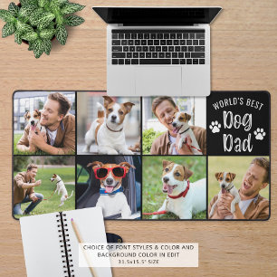 Modern Dog Dad 7 Photo Collage Custom Color Desk Mat