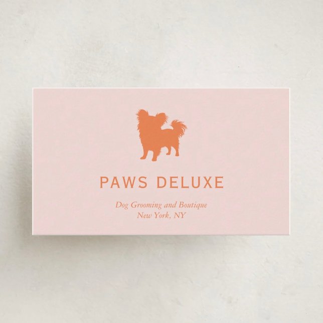 Modern Dog Grooming Silhouette Logo | Orange Business Card (Creator Uploaded)