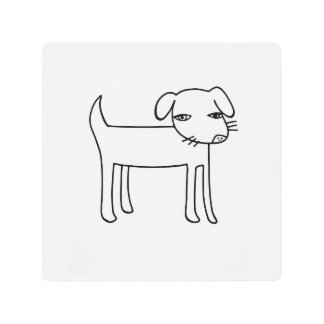 modern dog illustration metal print