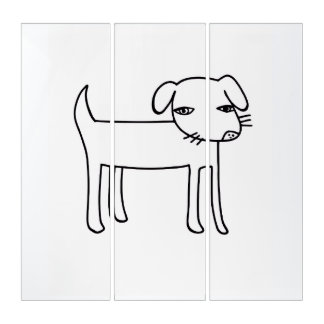 modern dog illustration triptych