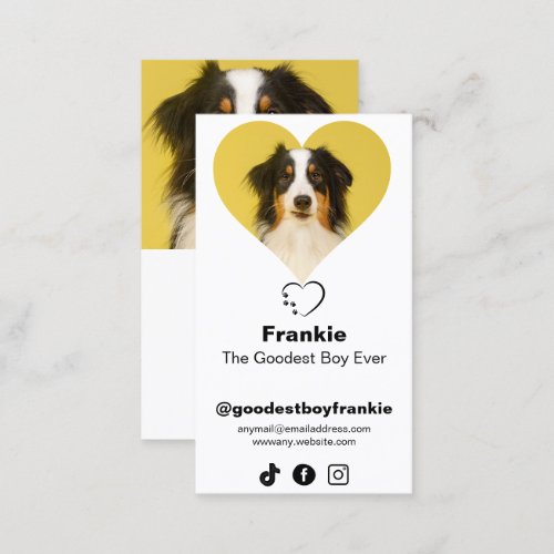 Modern Dog Influencer Custom Photo Pet Business Card