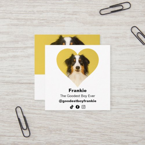 Modern Dog Influencer Custom Photo Pet Square Business Card