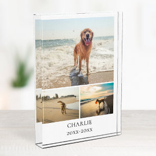Modern Dog Keepsake Cute Personalized Pet Collage Photo Block