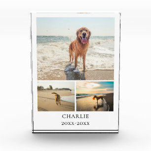 Modern Dog Keepsake Cute Personalized Pet Collage Photo Block