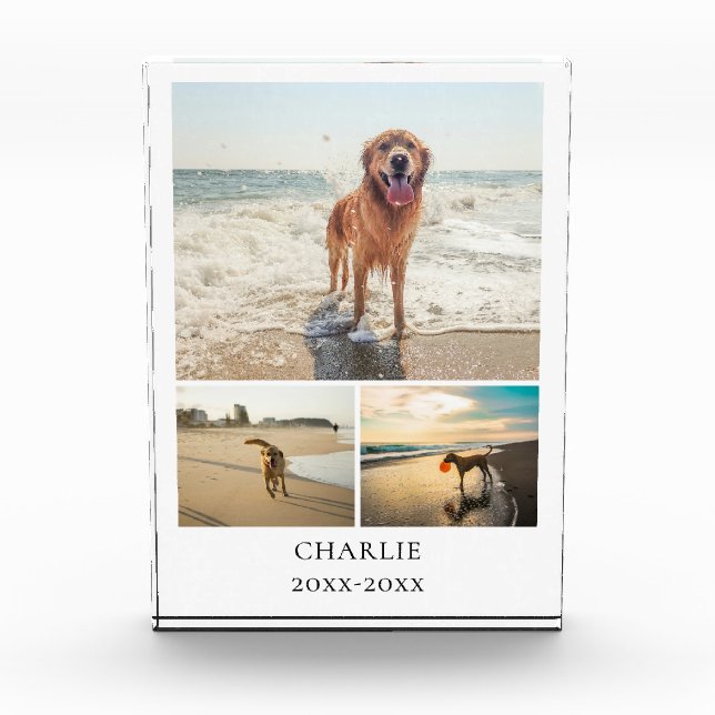 Modern Dog Keepsake Cute Personalized Pet Collage Photo Block (Front)
