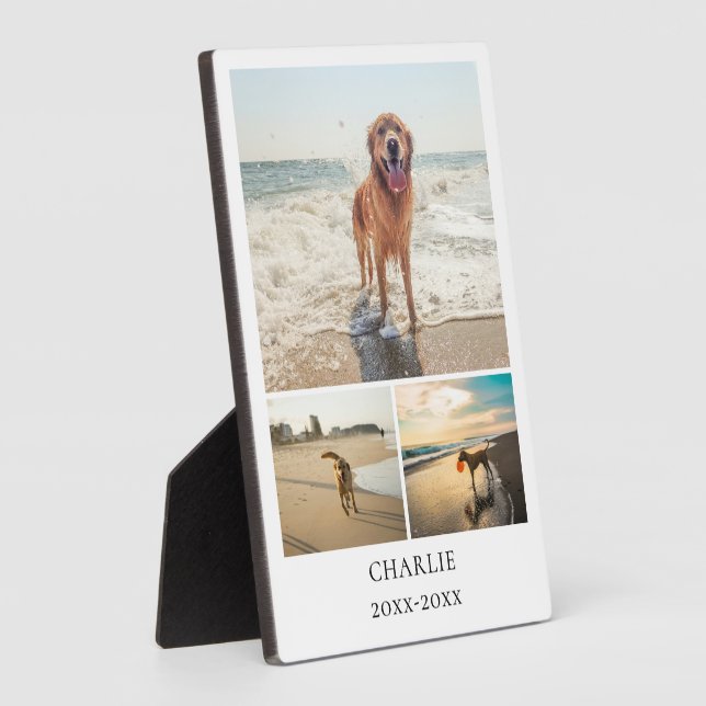 Modern Dog Keepsake Personalized Pet Collage Photo Plaque (Side)