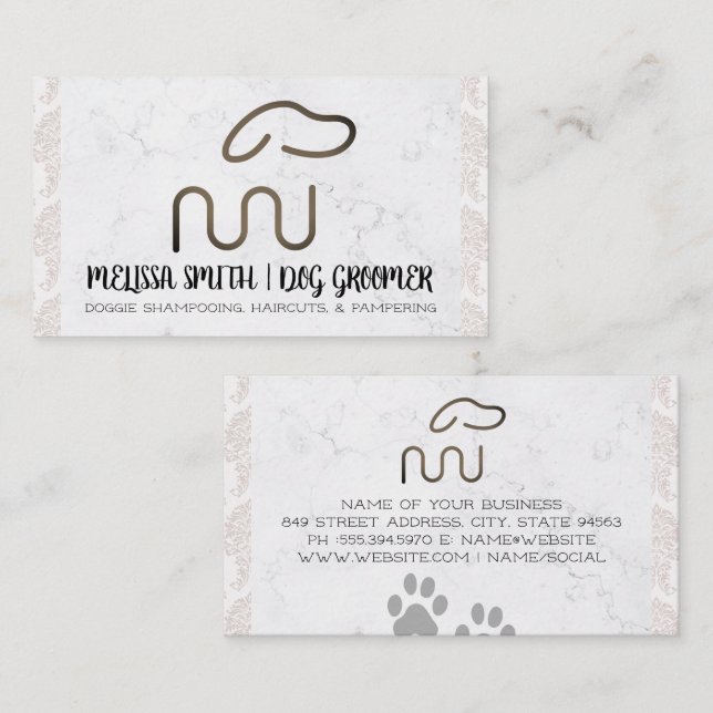 Modern Dog Logo | Animal Care Services Business Card (Front/Back)