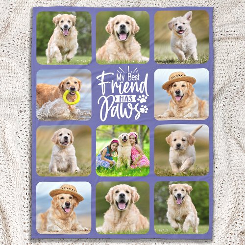 Modern Dog Lover Best Friend Pet Photo Collage Fleece Blanket