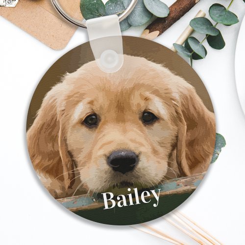 Modern Dog Lover Personalized Pet Photo Keychain