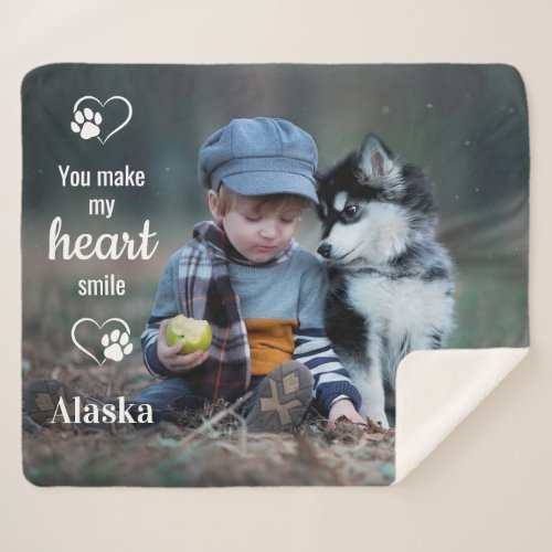 Modern Dog Lover Personalized Pet Photo Sherpa Blanket