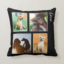 Modern Dog Lover Photo Collage Monogram | Throw Pillow