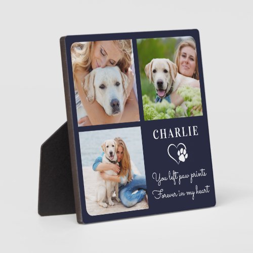 Modern Dog Memorial Custom Pet Photo Collage Plaque - Honor your best friend with a custom photo memorial plaque. This unique pet memorials keepsake is the perfect gift for yourself, family or friends to pay tribute to your loved one. Quote " You left paw prints, forever in my heart " This dog memorial plaque is perfect keepsake for dog mom, dog lovers, cat memorials.
Customize with favorite pet dog or cat photos, and name and dates.
COPYRIGHT © 2020 Judy Burrows, Black Dog Art - All Rights Reserved. Modern Dog Memorial Custom Pet Photo Collage plaque