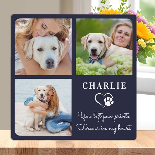 Modern Dog Memorial Custom Pet Photo Collage Plaque