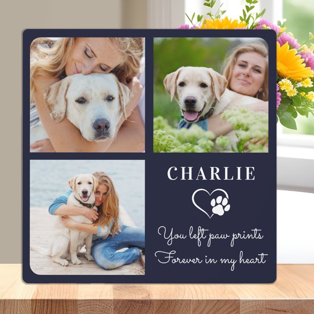 Modern Dog Memorial Custom Pet Photo Collage Plaque (Creator Uploaded)