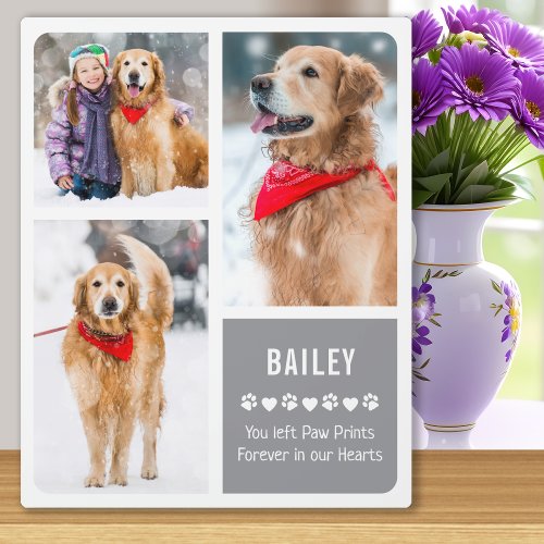 Modern Dog Memorial Keepsake Pet Photo Collage Plaque