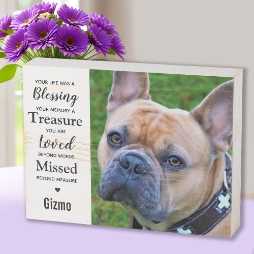 Modern Dog Memorial Personalized Pet Loss Photo Wooden Box Sign