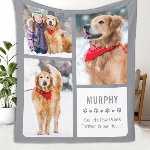 Modern Dog Memorial Photo Collage Fleece Blanket
