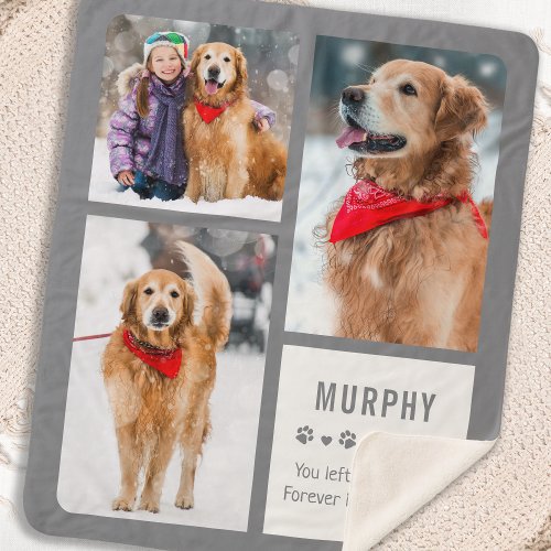 Modern Dog Memorial Photo Collage Sherpa Blanket
