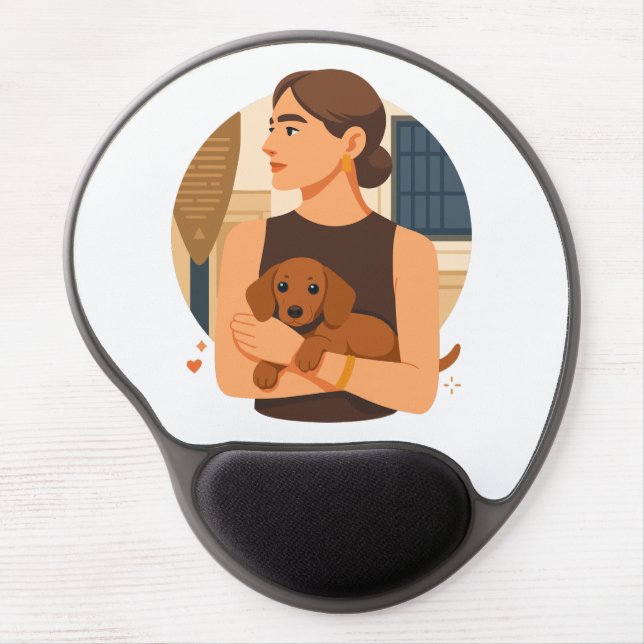 Modern Dog Mom Aesthetic With Cute Puppy Gel Mouse Pad (Front)