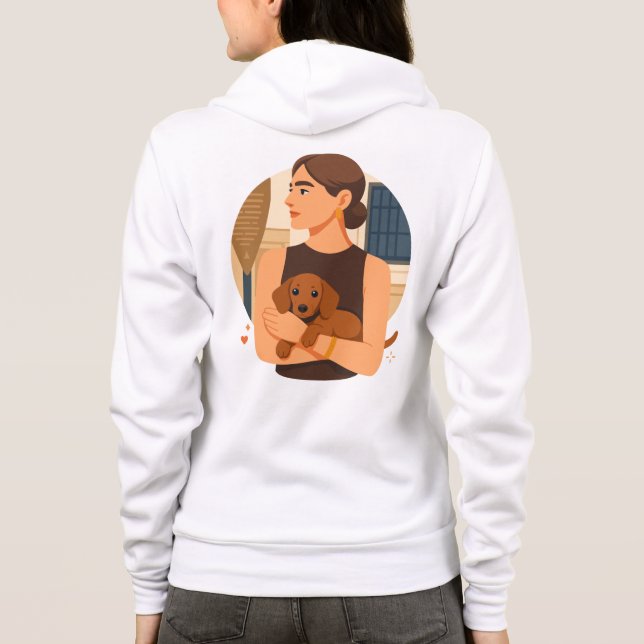 Modern Dog Mom Aesthetic With Cute Puppy Hoodie (Back)