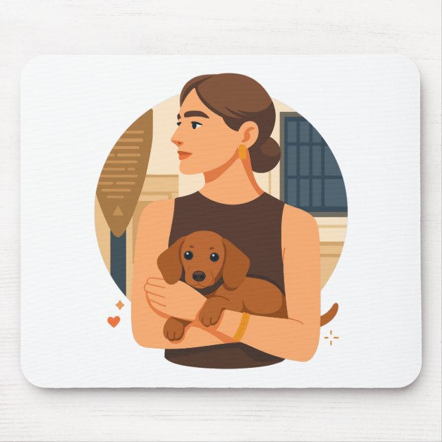 Modern Dog Mom Aesthetic With Cute Puppy Mouse Pad (Front)