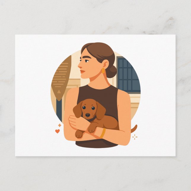 Modern Dog Mom Aesthetic With Cute Puppy Postcard (Front)