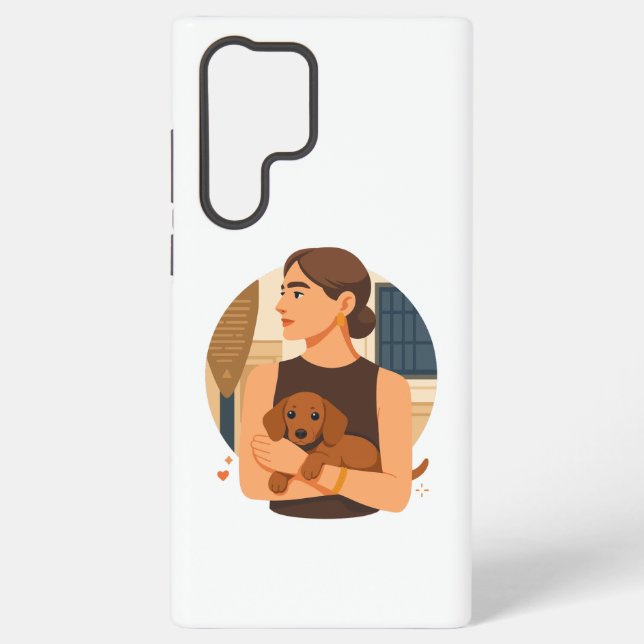 Modern Dog Mom Aesthetic With Cute Puppy Samsung Galaxy Case (Back)