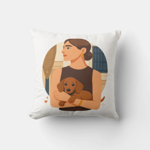 Modern Dog Mom Aesthetic With Cute Puppy Throw Pillow