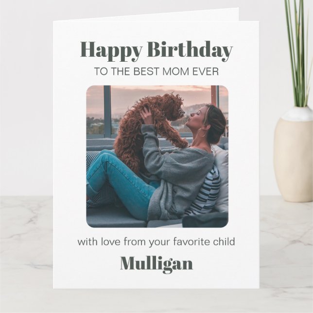 Modern Dog Mom Birthday Pet Simple Custom Photo Card (Front)