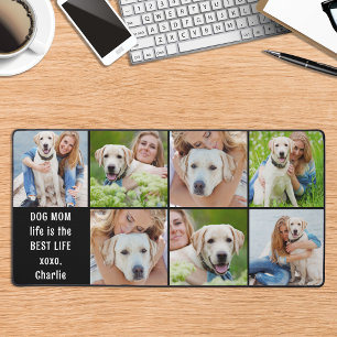 Modern Dog Mom Life Custom 7 Photo Collage Desk Mat