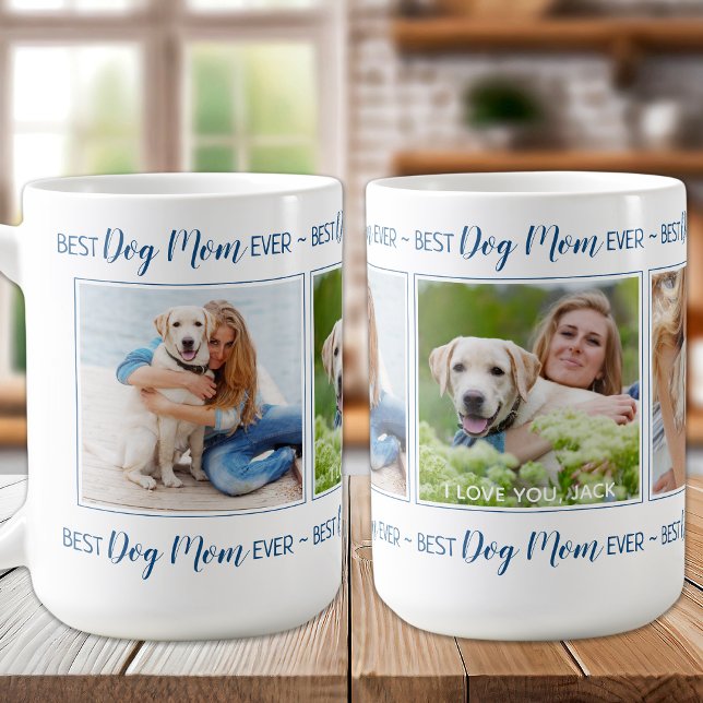 Modern Dog Mom Personalized 3 Photo Coffee Mug (Creator Uploaded)