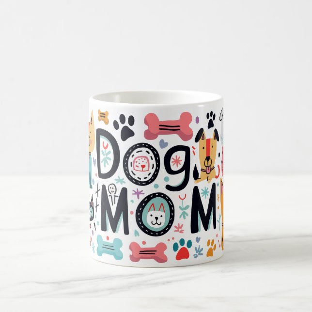 Modern Dog Mum Orange and Pink Coffee Mug (Center)