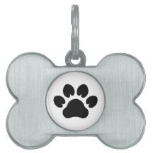 Modern Dog Paw Framed Pet Tag