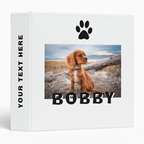 Modern Dog Paw Print Pet Photo Album Name  3 Ring Binder - Modern Dog Paw Print Pet Photo Album Name 3 ring binder. Add your dog photo, name and text on the spine.